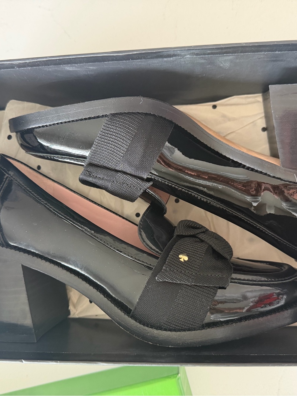 kate spade Black Patent Loafers with Bow Accent - Picture 8 of 10